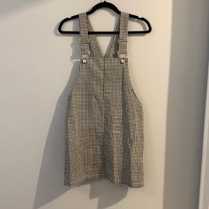 Black and white check overall dress